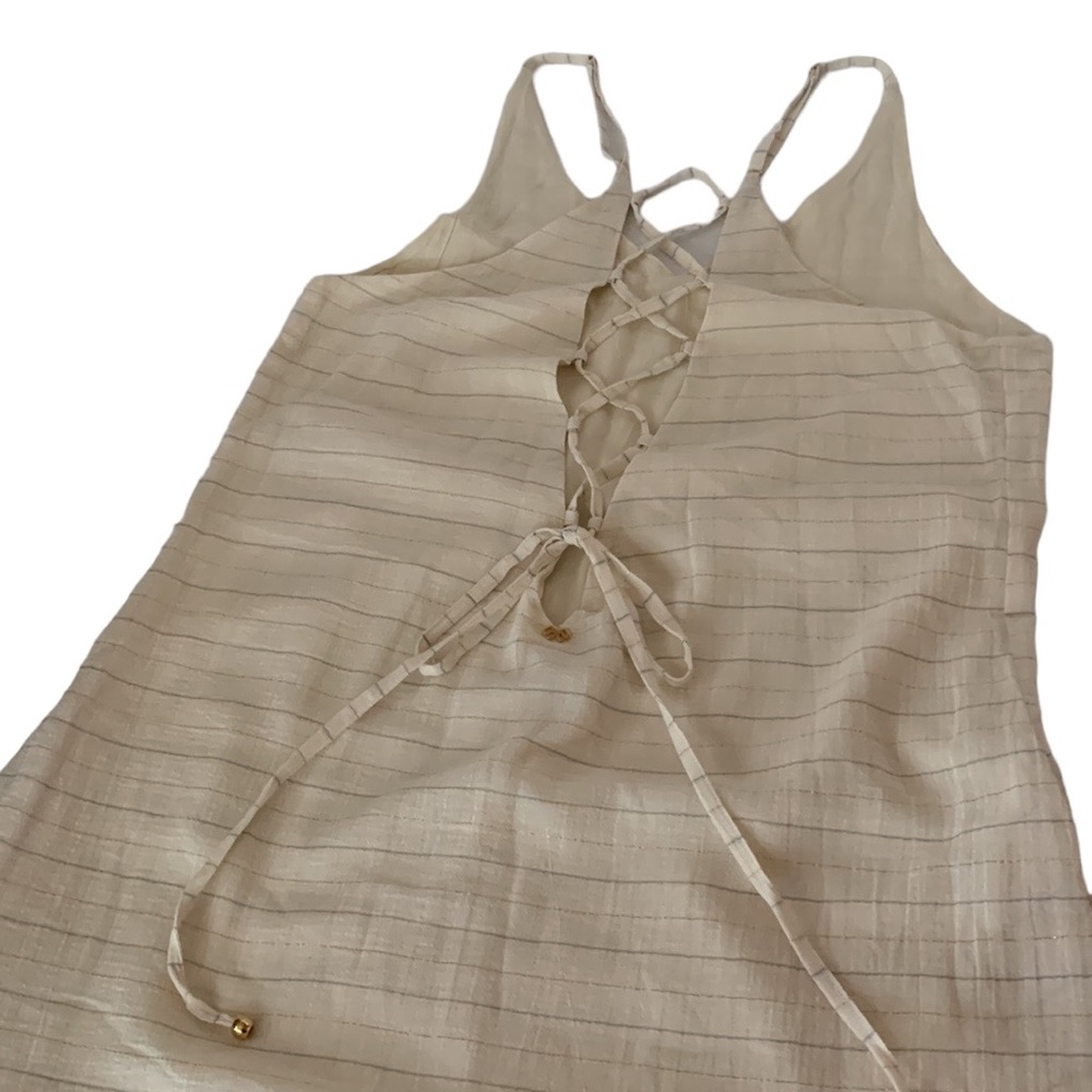 Anthropologie PILYQ Maxi Dress/Swim Cover,cream with silver/gold stripes, XS/S